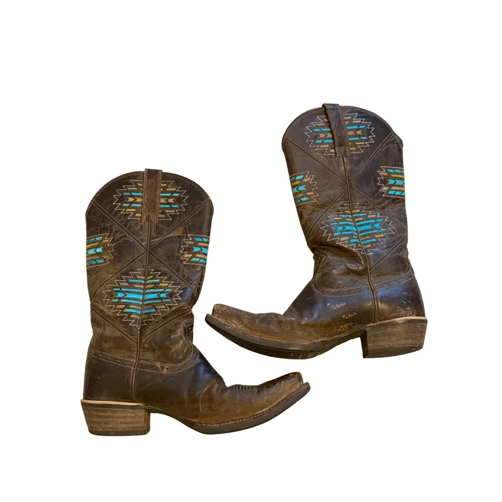 Ariat Cheyenne Tribal Boots Women's‎ Size 7B- Perfectly Broken-In Cowgirl Boots